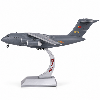 Premium 1:130 Scale Y-20B Strategic Transport Aircraft Model with Display Stand | Metal Diecast Military Cargo Plane Collectible for Home & Office Display