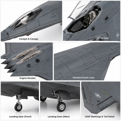 Premium 1:60 Scale J-50 Sixth Generation Stealth Fighter Aircraft Model with Display Stand | Metal Diecast Military Jet Collectible for Home & Office Display