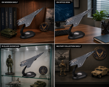 Premium 1:60 Scale J-50 Sixth Generation Stealth Fighter Aircraft Model with Display Stand | Metal Diecast Military Jet Collectible for Home & Office Display