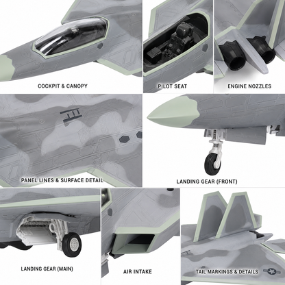 Premium 1:72 Scale Lockheed Martin F-22 Raptor Diecast Metal Aircraft Model with Display Stand | Military Fighter Jet Collectible for Home, Office & Aviation Display