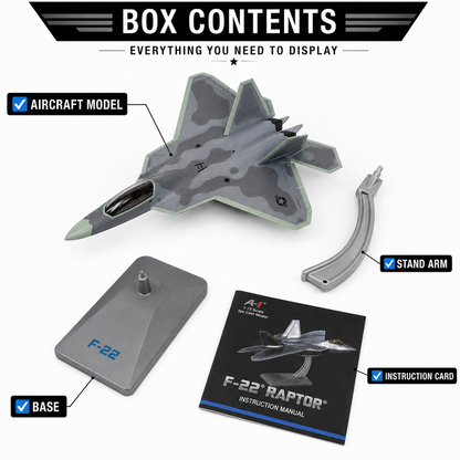 Premium 1:72 Scale Lockheed Martin F-22 Raptor Diecast Metal Aircraft Model with Display Stand | Military Fighter Jet Collectible for Home, Office & Aviation Display