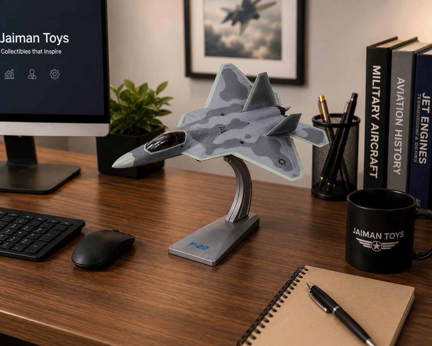 Premium 1:72 Scale Lockheed Martin F-22 Raptor Diecast Metal Aircraft Model with Display Stand | Military Fighter Jet Collectible for Home, Office & Aviation Display