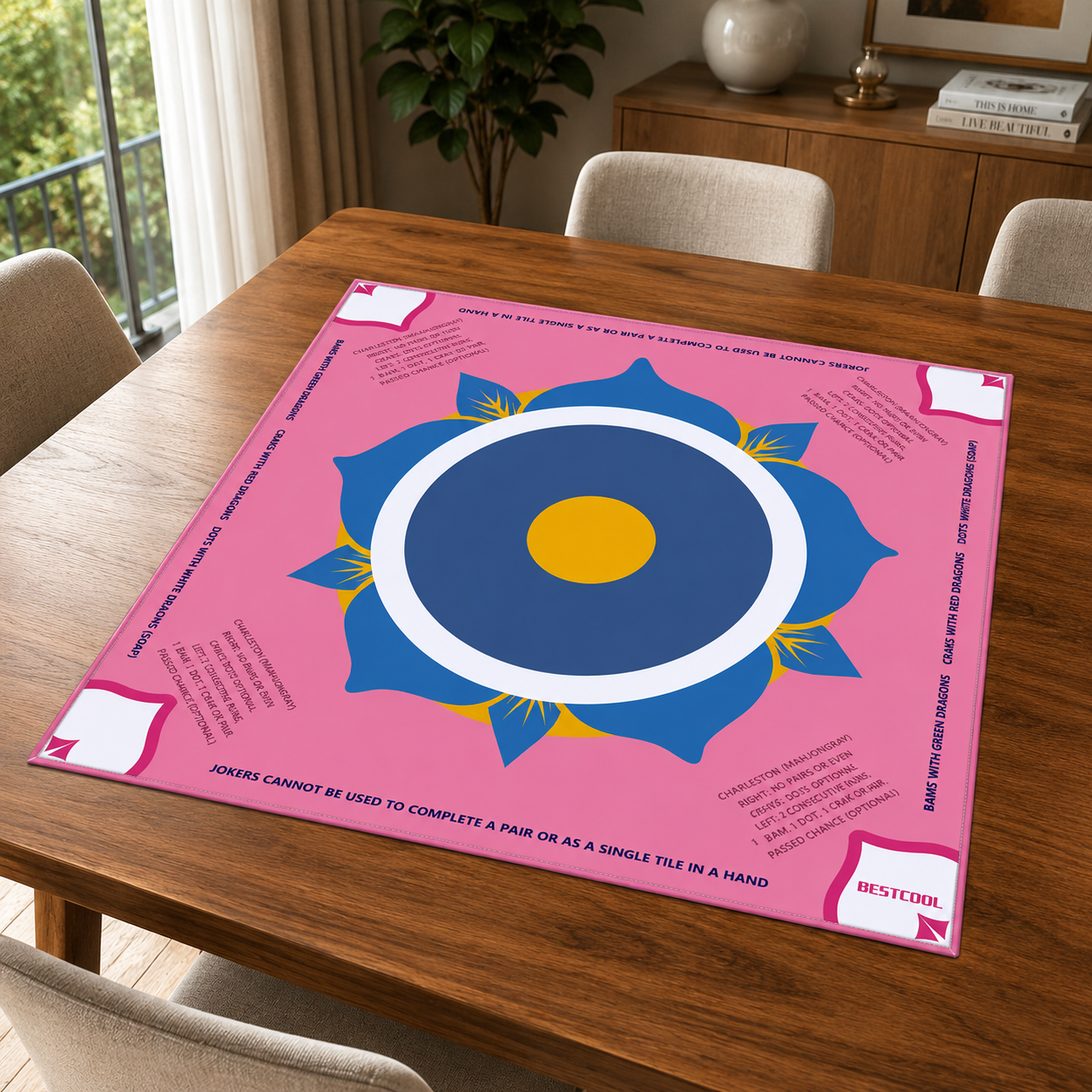 Premium Mahjong Playing Mat 80×80 cm | Foldable Soft Gaming Table Mat for American & Chinese Mahjong