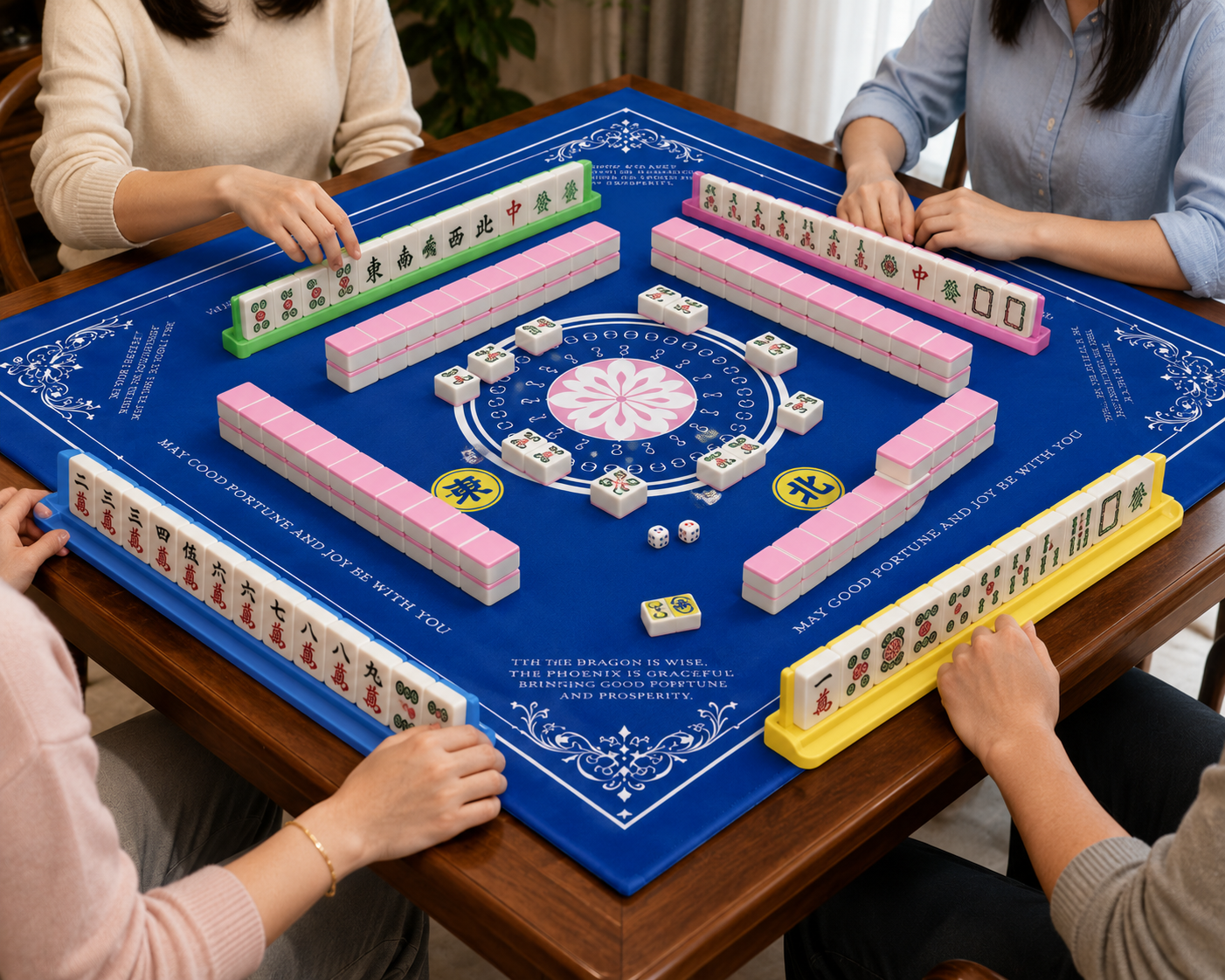 Premium Mahjong Playing Mat 80×80 cm | Foldable Soft Gaming Table Mat for American & Chinese Mahjong