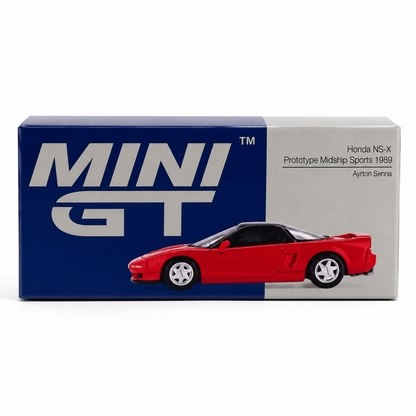MINI GT 1:64 Honda NS-X Prototype Midship Sports 1989 Ayrton Senna Diecast Model Car | MGT1075 | Collector Box
