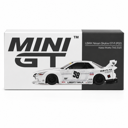 MINI GT 1:64 LBWK Nissan Skyline GT-R (R32) Kaido Works TAS 2025 Diecast Model Car | Liberty Walk | Collector Edition
