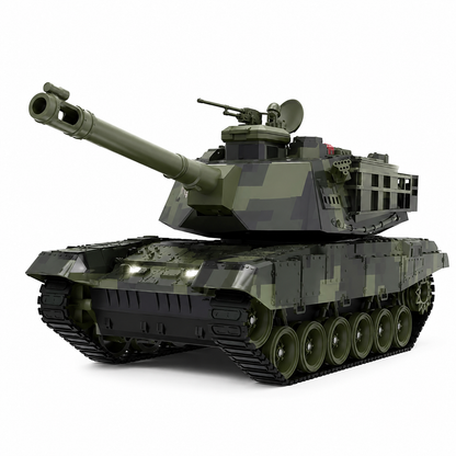 RC Military Battle Tank 2.4GHz Remote Control Toy with 360° Rotating Turret, LED Lights & Realistic Tracks | Army Tank for Kids & Adults
