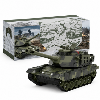 RC Military Battle Tank 2.4GHz Remote Control Toy with 360° Rotating Turret, LED Lights & Realistic Tracks | Army Tank for Kids & Adults