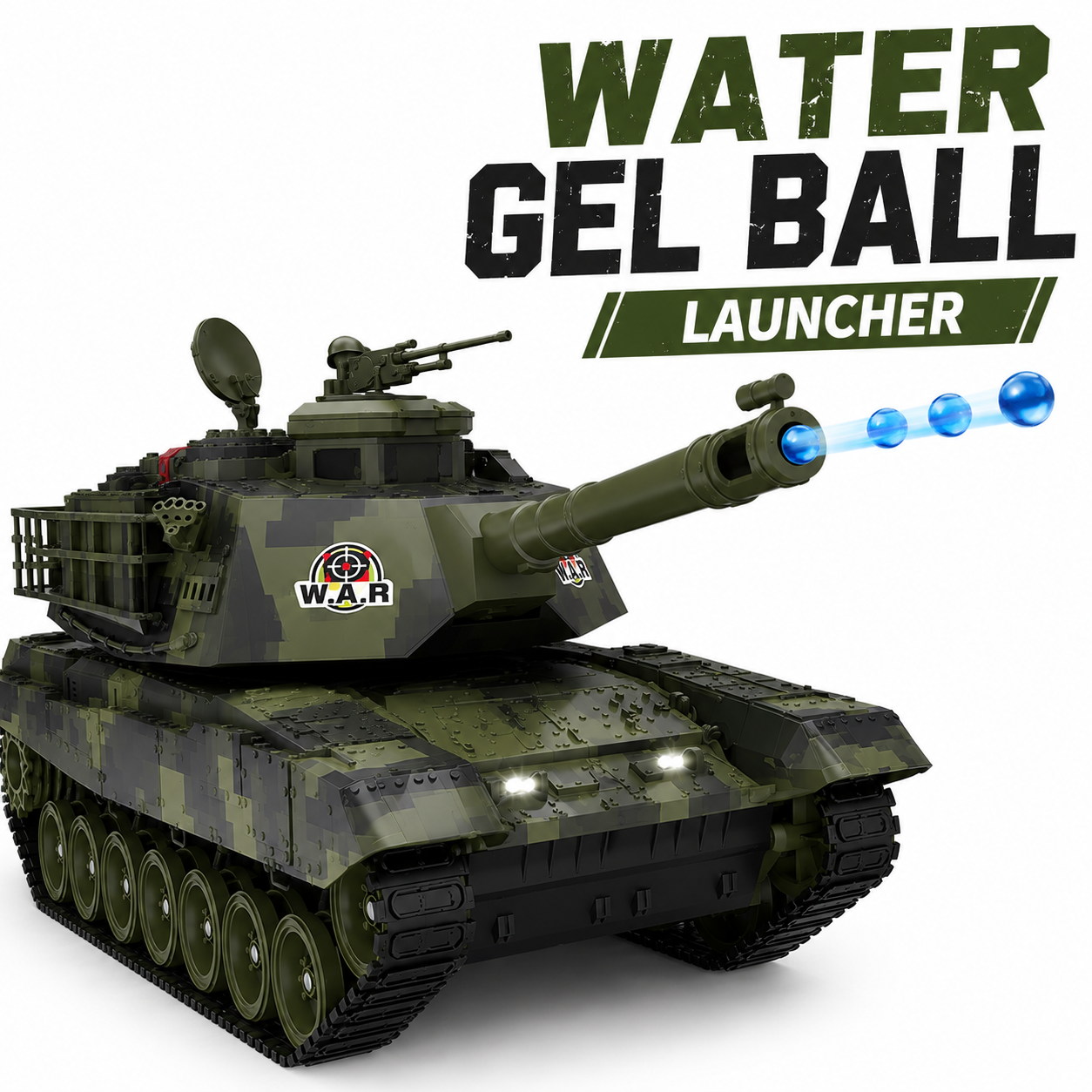 RC Military Battle Tank 2.4GHz Remote Control Toy with 360° Rotating Turret, LED Lights & Realistic Tracks | Army Tank for Kids & Adults