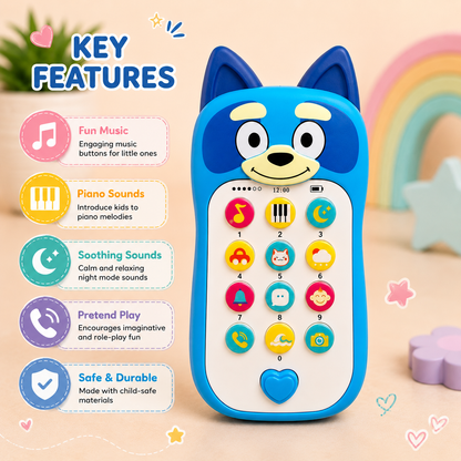 Cute Puppy Musical Toy Phone for Kids | Interactive Learning Mobile Phone with Lights, Sounds & Educational Buttons | Assorted Colours