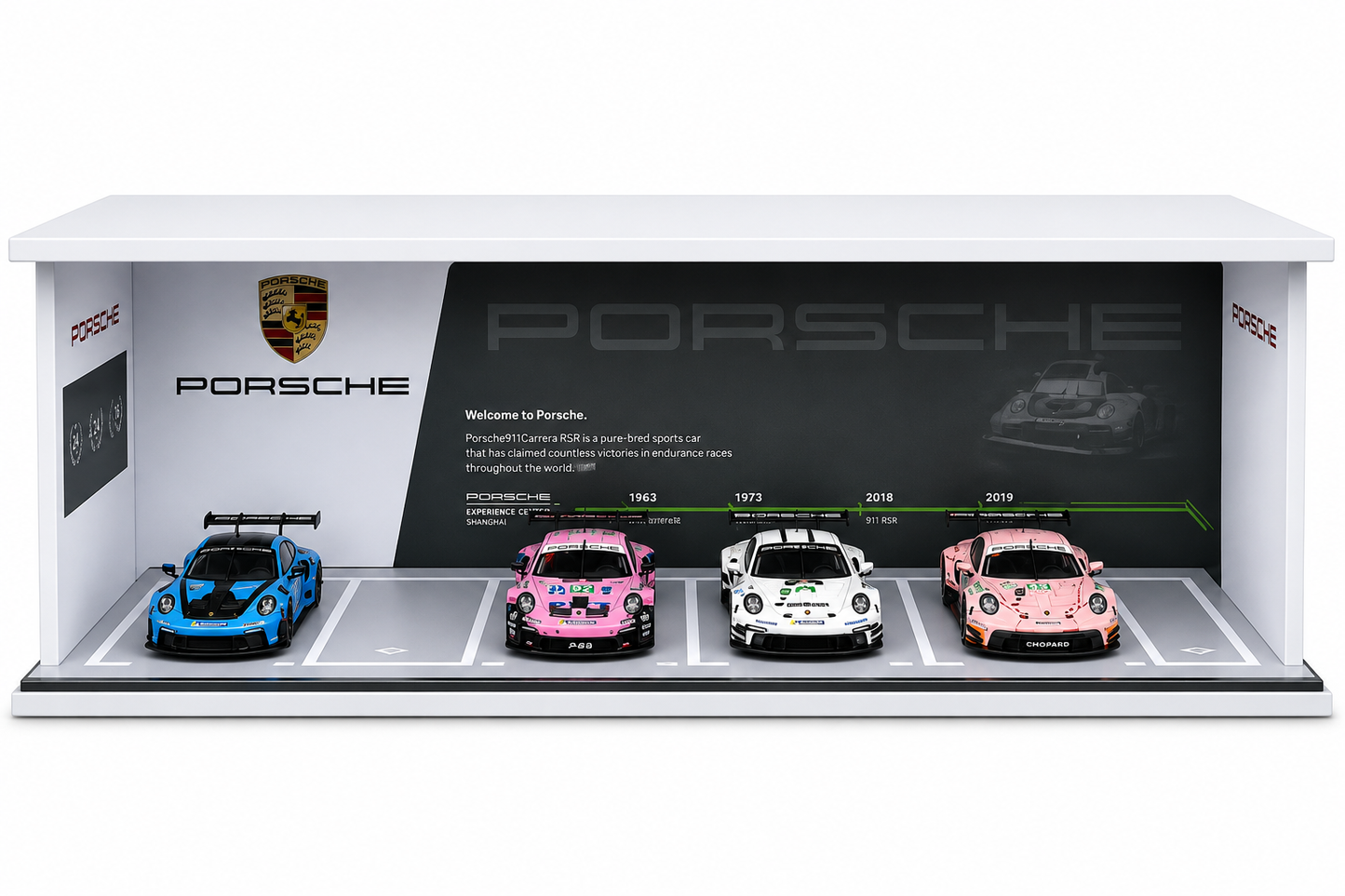 M-Cool Porsche Delivery Parking Lot Garage Diorama 1:64 Scale | Premium Display Garage for Diecast Model Cars | Collectible Showcase
