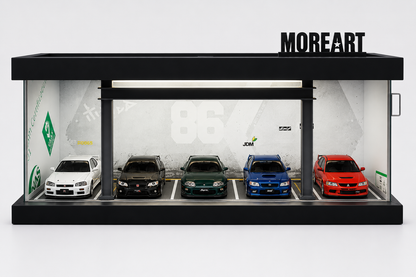 Premium 1:64 Scale LED Garage Display Case with Acrylic Dust Cover | 5-Car Diecast Display Diorama