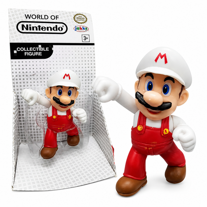 Jakks Pacific World of Nintendo Fire Mario Collectible Mini Figure | Official Nintendo Licensed Action Figure For Kids 2.5 Inch