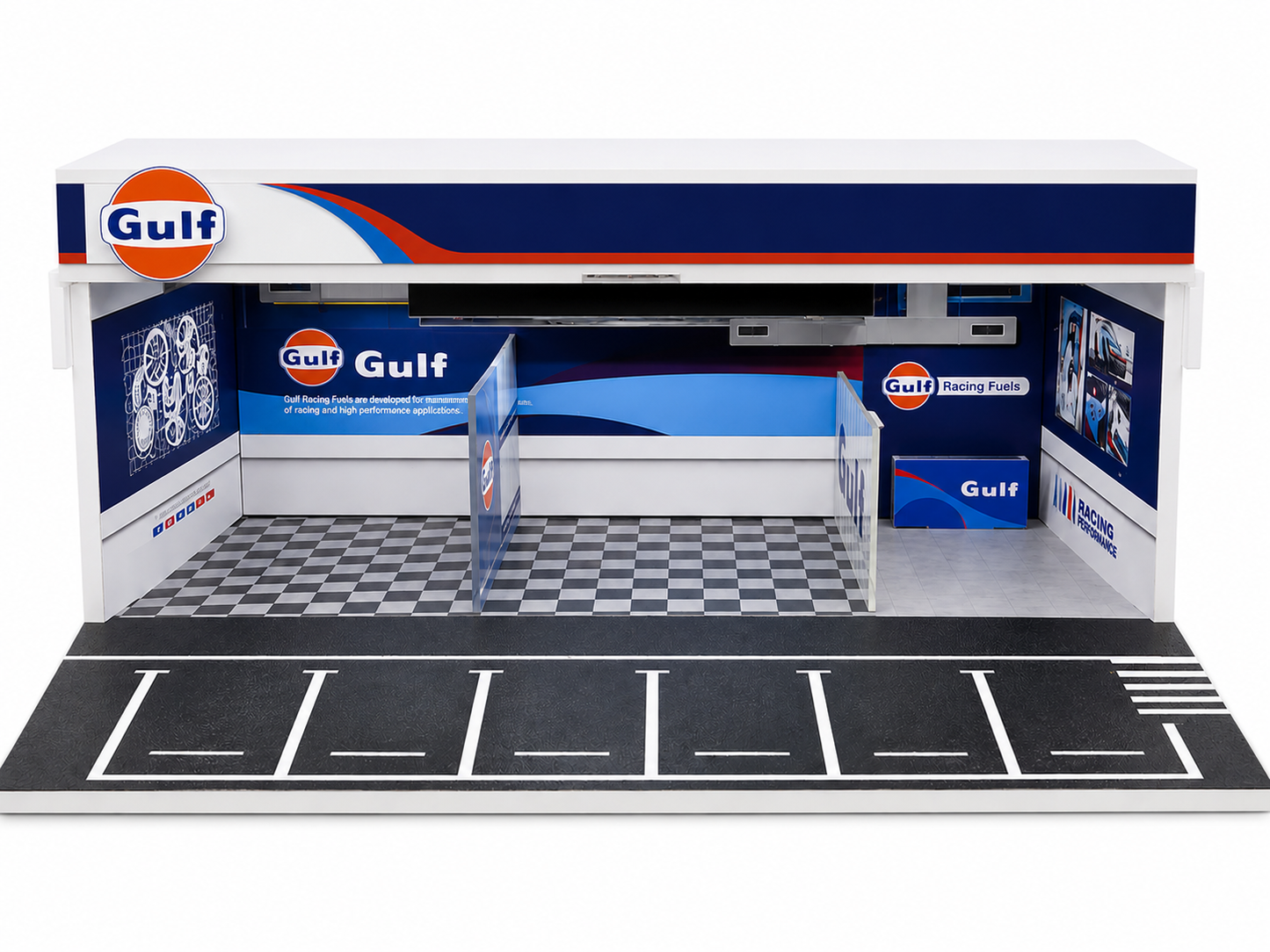 MOREART Gulf Service Garage Diorama with LED Lighting | 1:64 Scale Display Scene for Diecast Cars