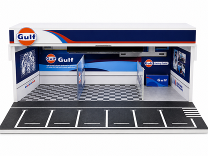 MOREART Gulf Service Garage Diorama with LED Lighting | 1:64 Scale Display Scene for Diecast Cars