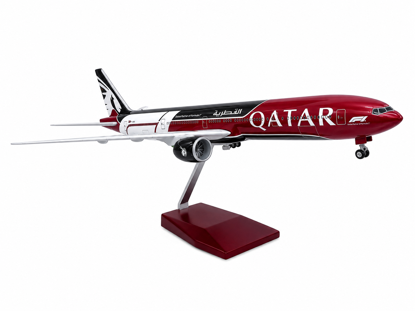 Qatar Airways Boeing 777 1:160 Scale Diecast Aircraft Display Model with LED Light | Premium Collectible Airplane Replica with Display Stand