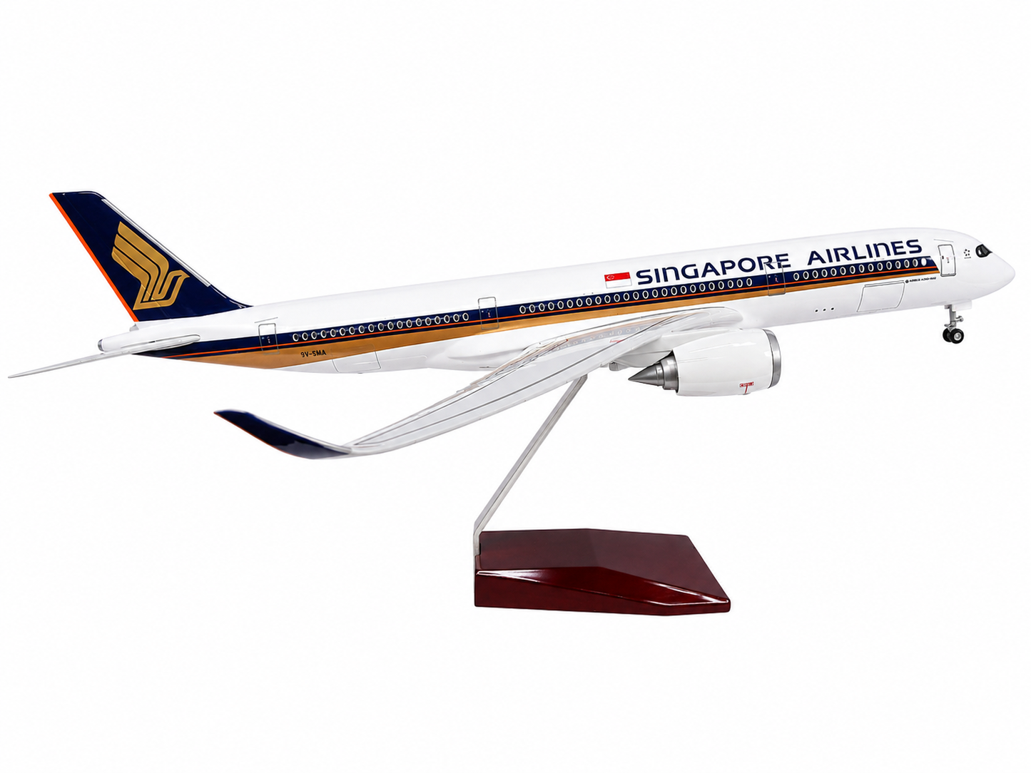 Singapore Airlines Airbus A350 1:142 Scale Aeroplane Display Model with LED Light | Premium Aircraft Replica with Display Stand