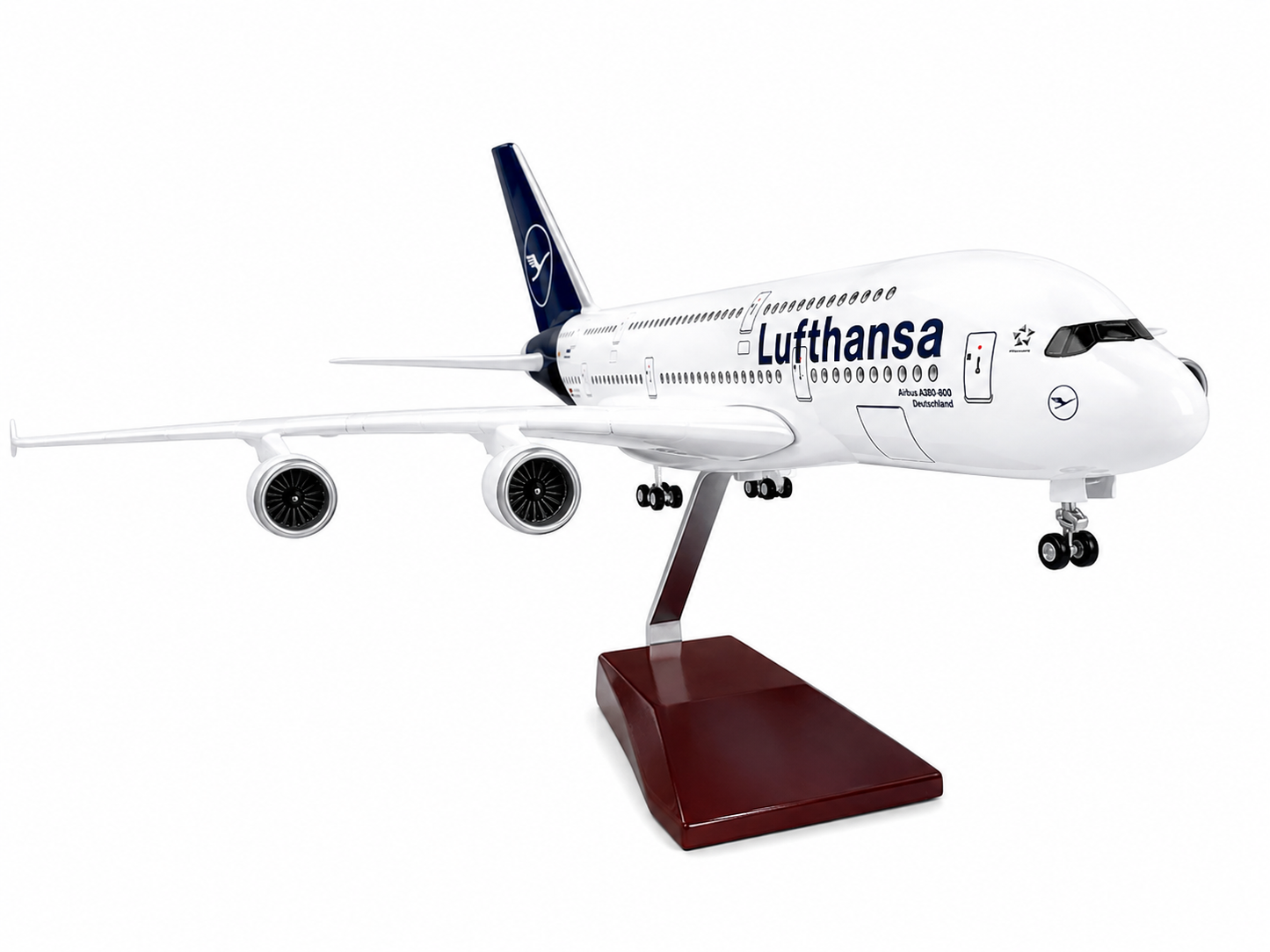 Lufthansa Airbus A380 1:160 Scale Diecast Aeroplane Display Model with LED Light | Premium Aircraft Replica with Display Stand