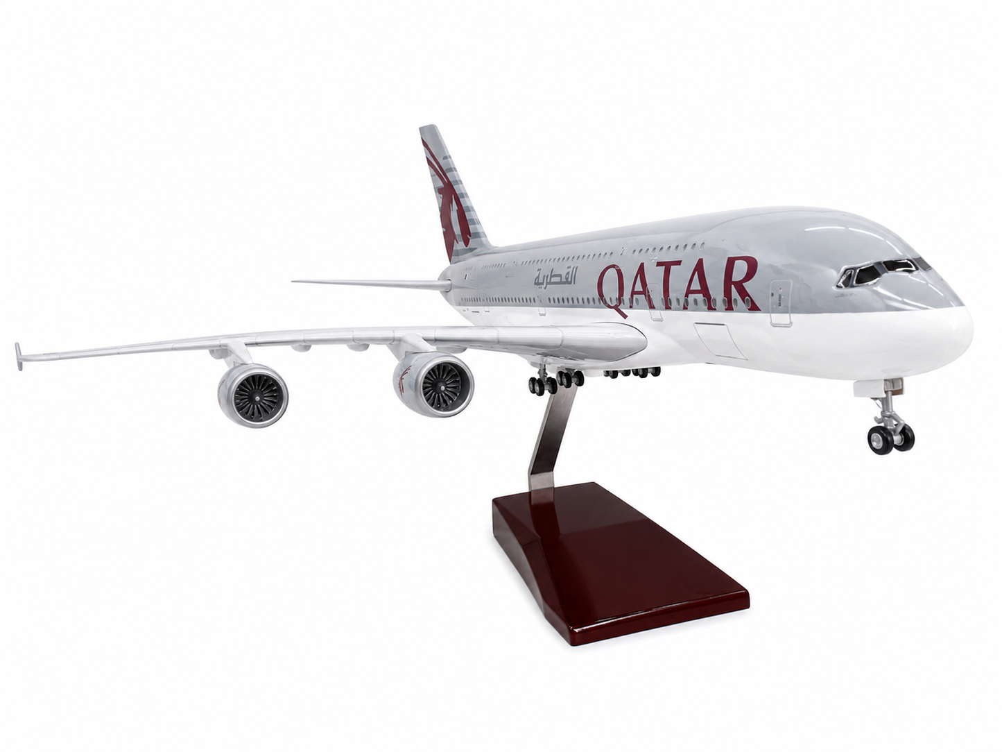 Qatar Airbus A380 1:160 Scale Diecast Aeroplane Display Model with LED Light | Premium Aircraft Replica with Display Stand