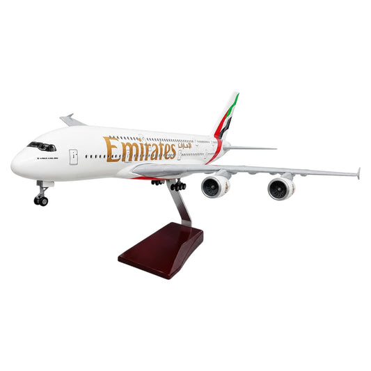 Airbus A380 UAE Emirates 1:160 Scale Diecast Aeroplane Display Model with LED Light | Premium Aircraft Replica with Display Stand