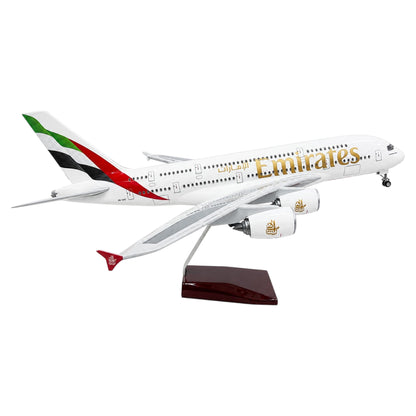 Airbus A380 UAE Emirates 1:160 Scale Diecast Aeroplane Display Model with LED Light | Premium Aircraft Replica with Display Stand