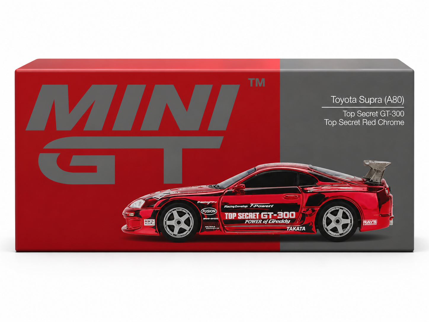 Mini GT 1:64 Toyota Supra (A80) Top Secret GT-300 Red Chrome
