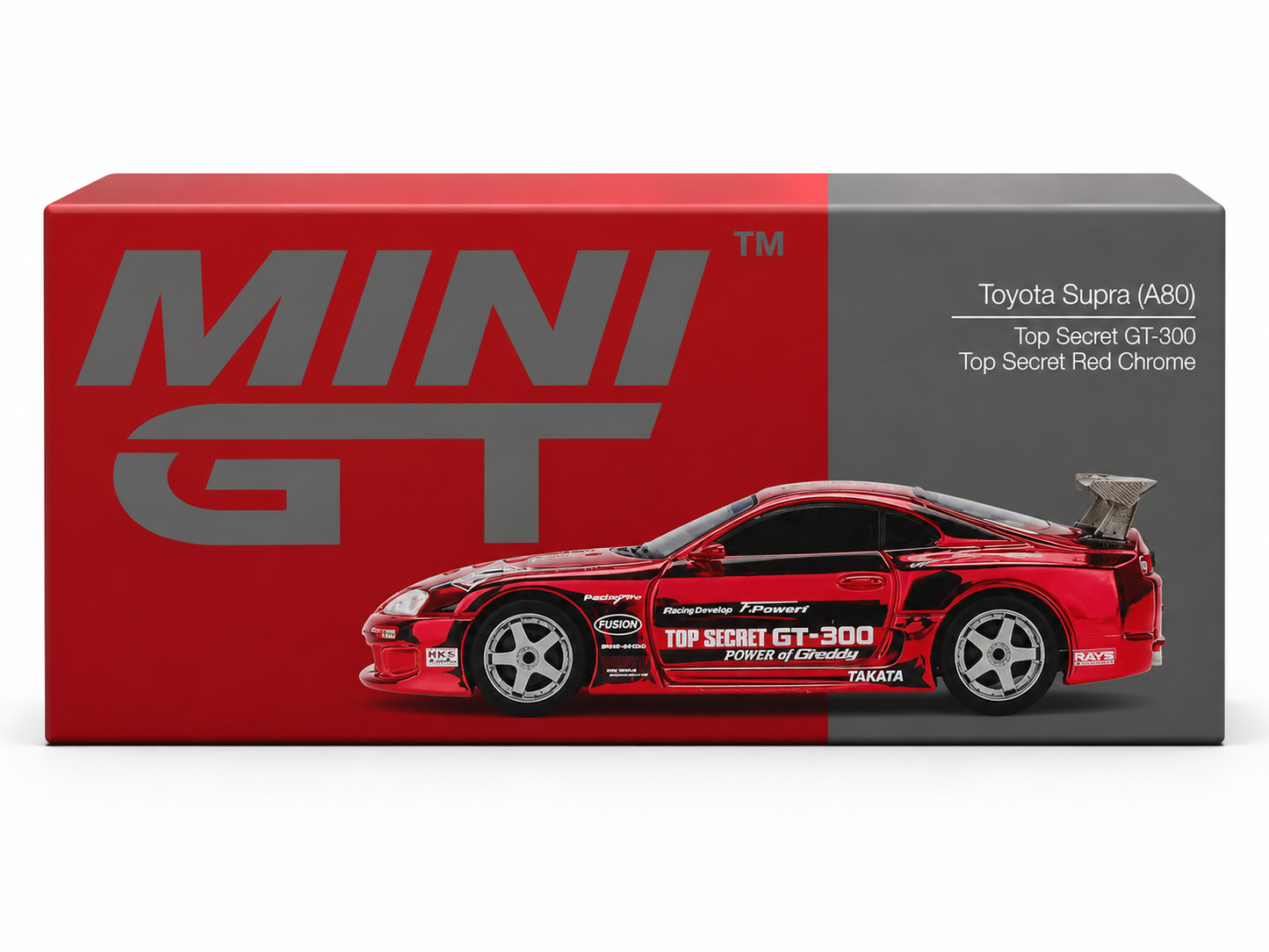 Mini GT 1:64 Toyota Supra (A80) Top Secret GT-300 Red Chrome Diecast Model Car