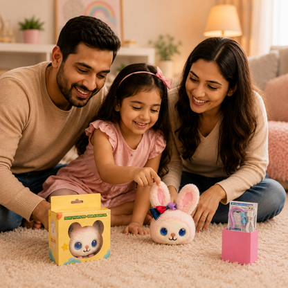 AI Dazi Interactive AI Plush Cute Bunny | Smart AI Table Companion with Animated LED Display Eyes | Intelligent Plush Toy | Rechargeable Soft AI Companion for Kids & Adults