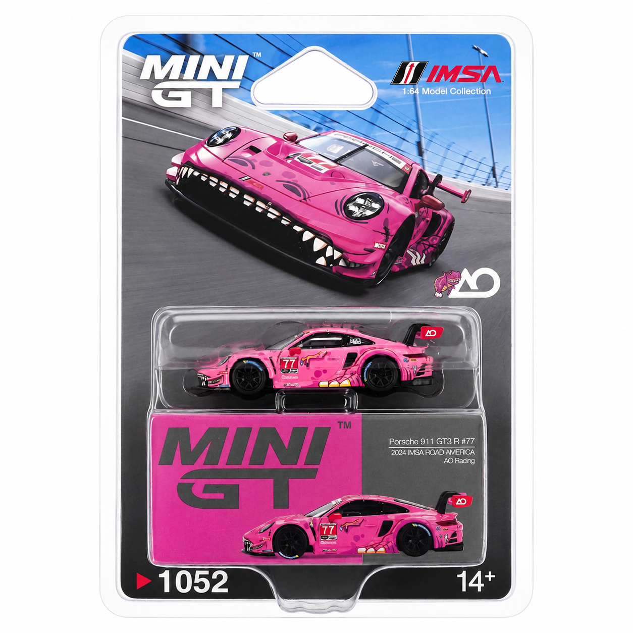 MINI GT 1:64 (Blister Pack) Porsche 911 GT3 R #77 AO Racing 2024