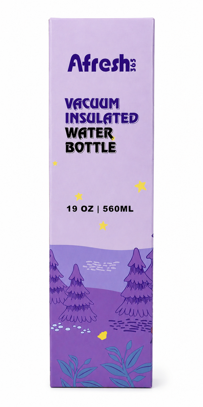 AFRESH 365 Unicorn Collection Stainless Steel Vacuum Insulated Water Bottle 560ml (19oz) | Kids Leakproof Straw Bottle with Flip-Top Lid & Carry Strap