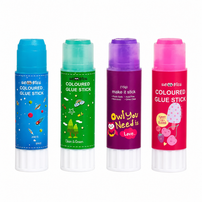Scoobies Coloured Glue Stick 15g – Non-Toxic Washable Craft Glue Stick for School, Art & DIY Projects (1 Piece)