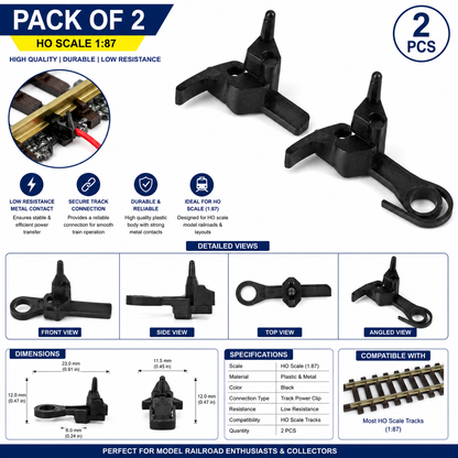 HO Scale Train Couplers (Pack of 2) | 1:87 Model Railway Replacement Coupling Connectors | Durable Plastic Rail Car Couplers