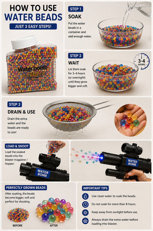 Water Gel Beads Ammo Refill (7-8mm) for Gel Blaster Toy Guns – Eco-Friendly Non-Toxic Water Bombs for Outdoor Play & Sensory Toys