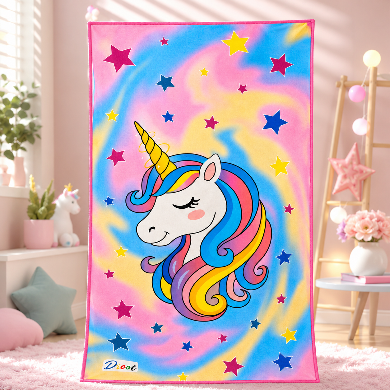 Unicorn Quick Dry Beach Towel 54 x 28 Inch | Super Soft & Absorbent Microfiber Towel for Kids, Beach, Pool, Gym & Travel