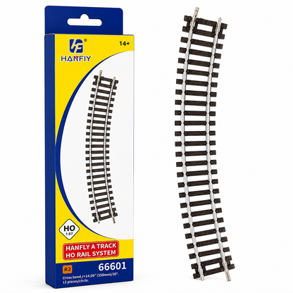 Hanfly HO Scale Curved Train Track R2 No.66601 | 1:87 Model Railway Curve Track | 30° Curved Rail Section | Pack of 4 Pieces