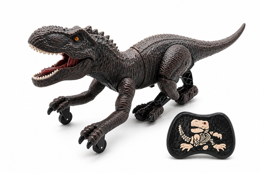 Remote Control 2.4GHz Steam Dinosaur Toy (Maroon) with Light, Sound & Red Mist Spray – RC Walking T-Rex for Kids