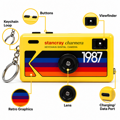 STANCRAY’s Charmera Keychain Digital Camera 1987 Retro 90s Style Mini Camera with 8GB SD Card – Blind Box, 1 Random Design