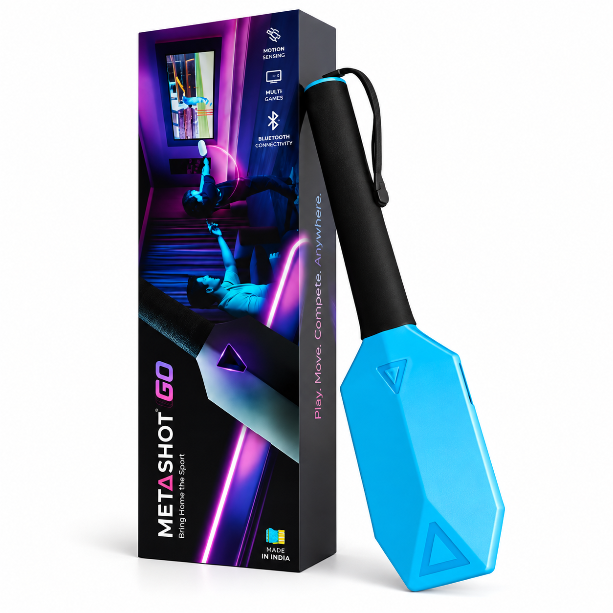 MetaShot GO Smart Cricket Bat Game | Motion Sensor Gaming Controller for TV & Mobile | Multiplayer Indoor Cricket