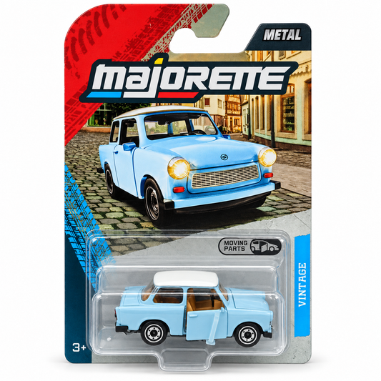Majorette 1:64 Scale Trabant P 601 Premium Die-Cast Metal Vintage Model Car with Opening Door, Moving Parts & Free-Wheel Action for Kids and Collectors Ages 3+ – Light Blue