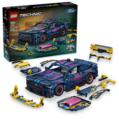 LEGO 42236 Technic Custom Garage Ford Mustang GT – 973-Piece Customizable Car Building Set, Ages 10+