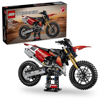 LEGO 42238 Technic Ducati Desmo450 MX Factory Motorcycle – 457-Piece Motocross Bike Building Set, Ages 10+
