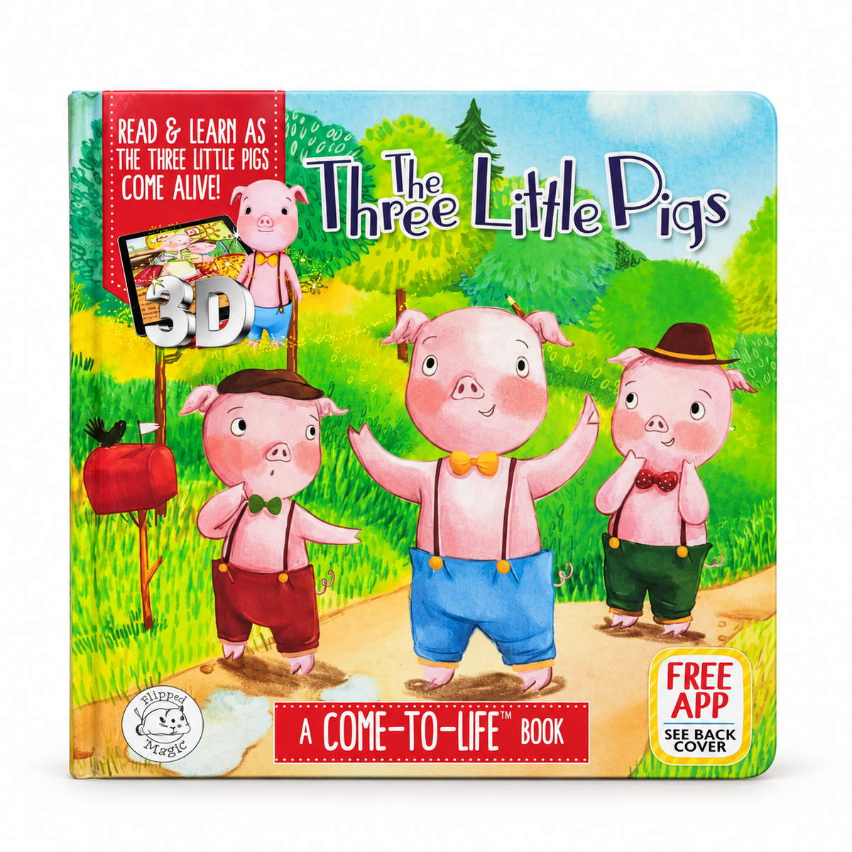 Flipped Magic The Three Little Pigs 3D Come-to-Life Interactive Story Book with Free App – Read, Learn & Enjoy Augmented Reality Fairy-Tale Adventures for Kids