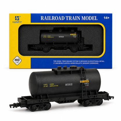 HANFIY 98600 HO 1:87 Black Oil Tanker Railway Wagon Model for Ages 14+