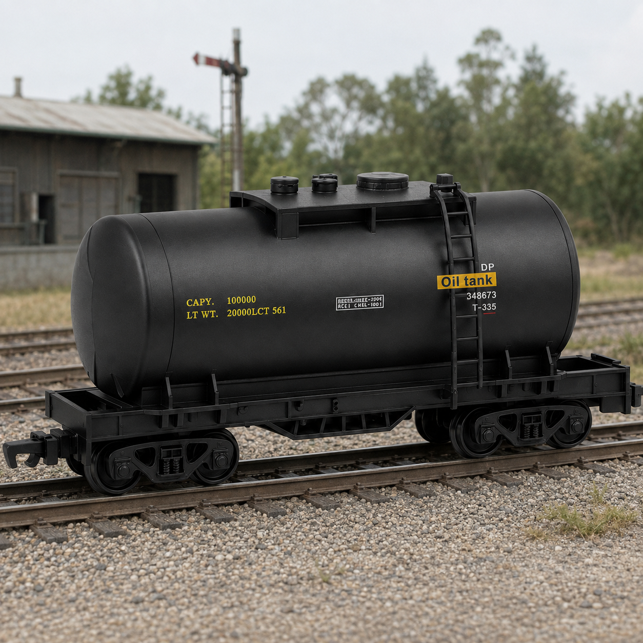 HANFIY 98600 HO 1:87 Black Oil Tanker Railway Wagon Model for Ages 14+