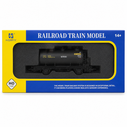 HANFIY 98600 HO 1:87 Black Oil Tanker Railway Wagon Model for Ages 14+