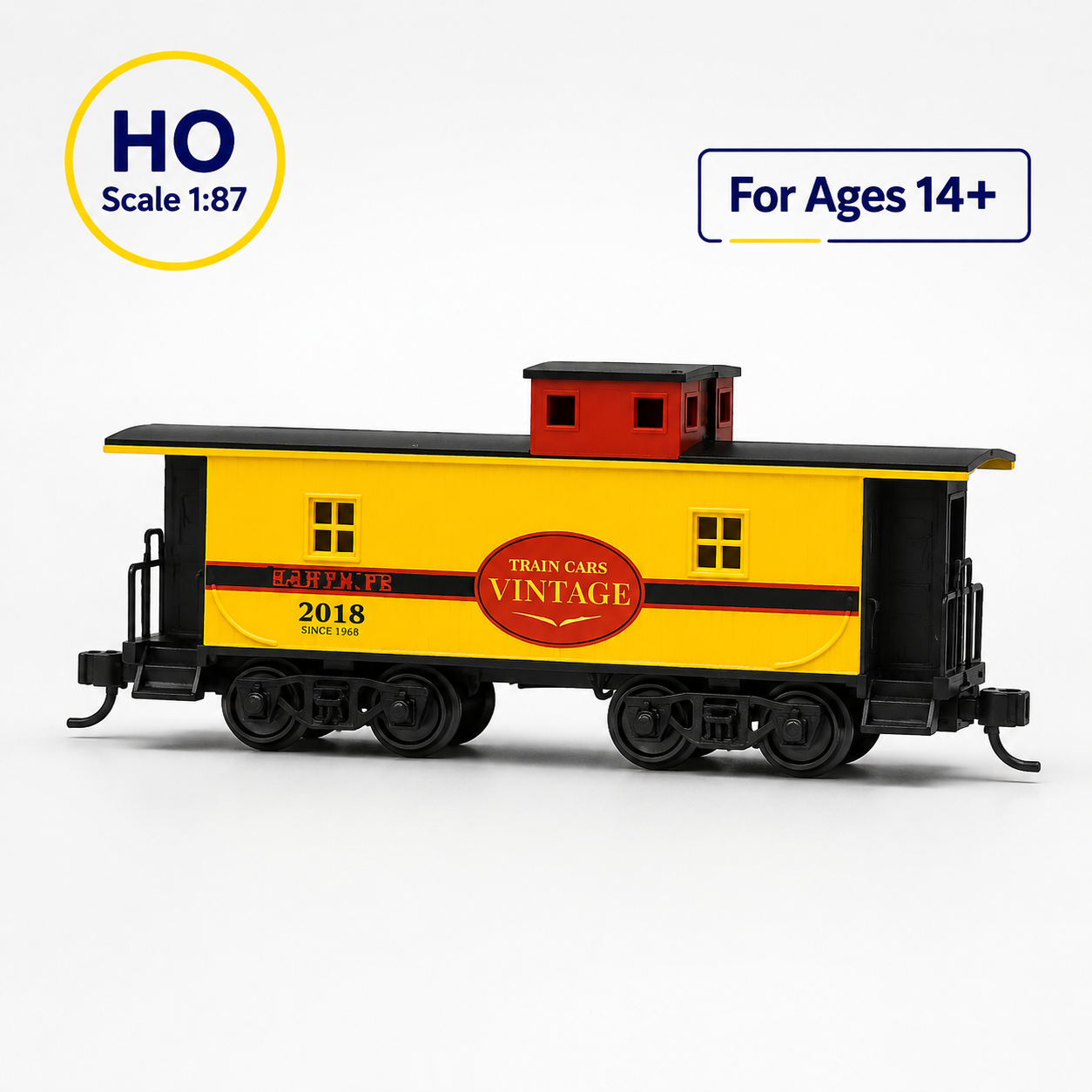 HANFIY 98151 HO 1:87 Vintage Yellow Caboose Railway Car Model for Collectors 14+