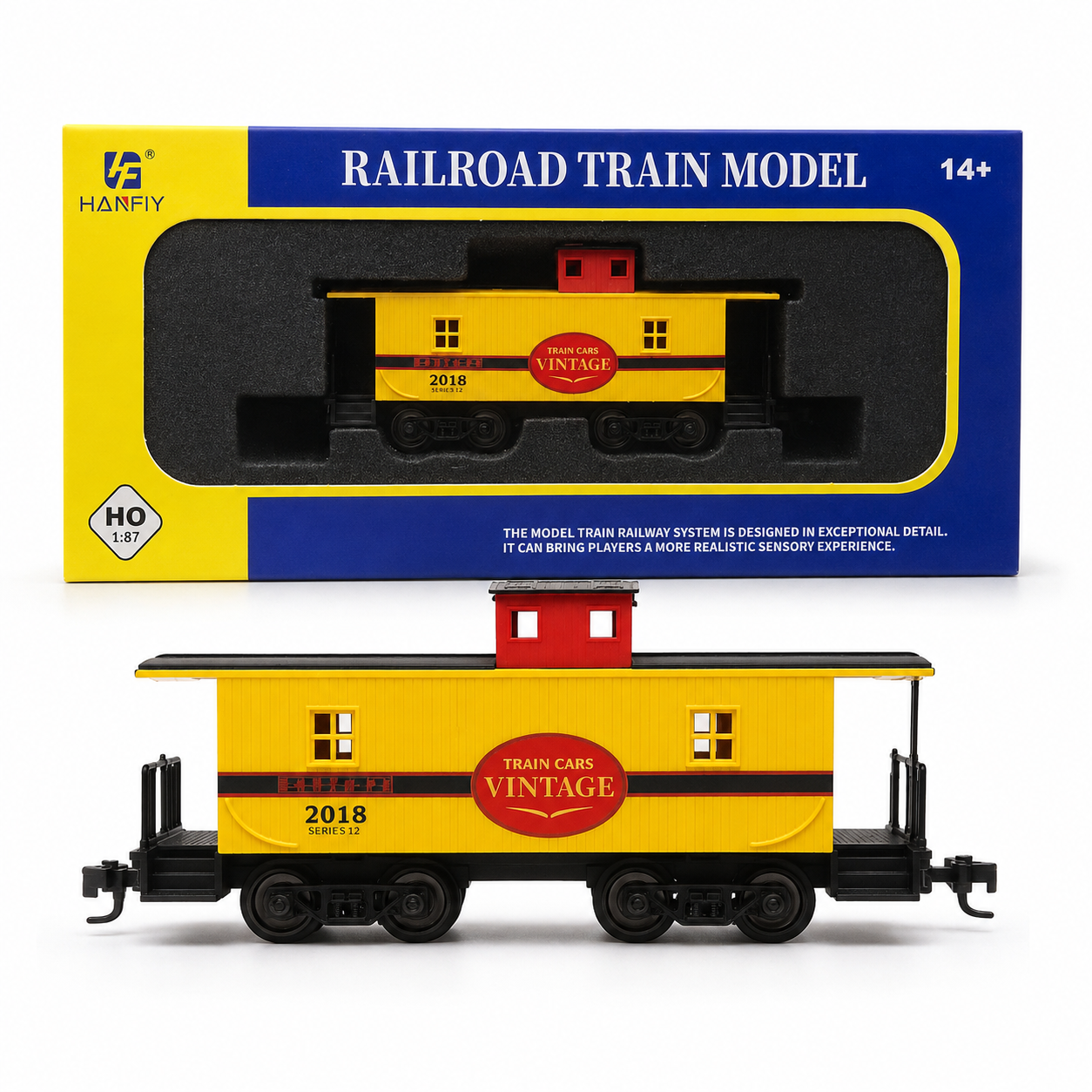 HANFIY 98151 HO 1:87 Vintage Yellow Caboose Railway Car Model for Collectors 14+