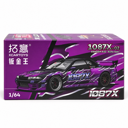 XCARTOYS 1087X-02 PANDEM R32 “Echo Gao” 1:64 Diecast Model Car – Purple | Premium JDM Collector Edition
