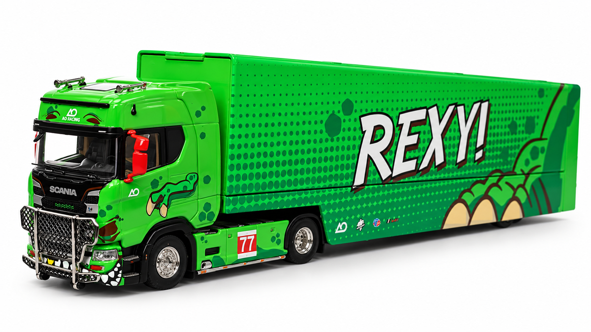 KengFai x Maxwell 1:64 Scania S730 V8 REXY! #77 Double Deck Gull Wing Transporter