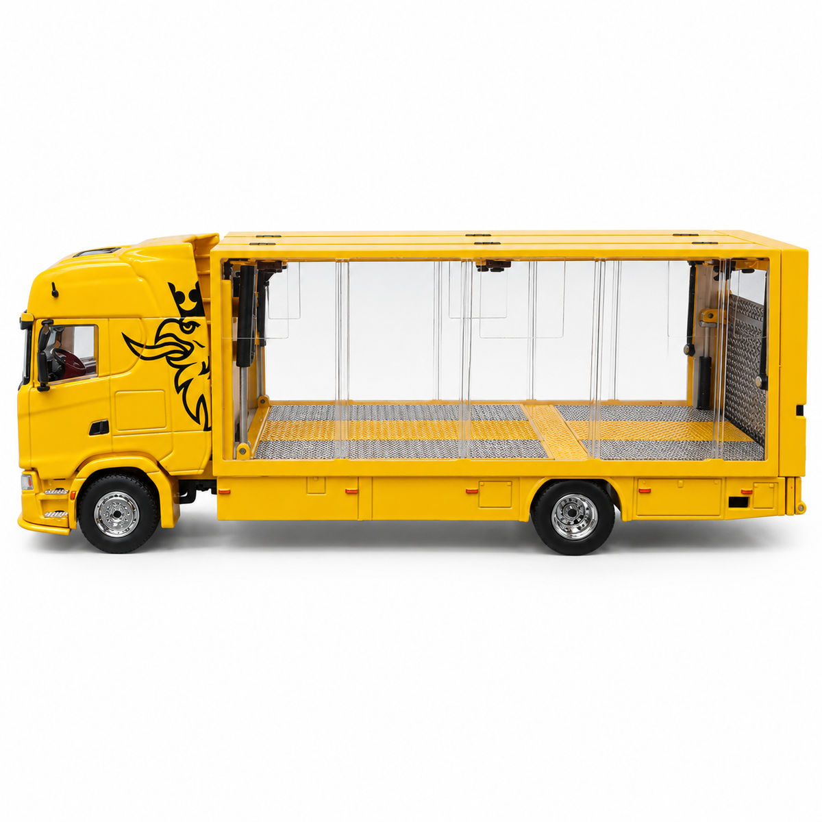GCD 1:64 Scania 730 S Enclosed Double Deck Tow Truck Diecast Model – Yellow